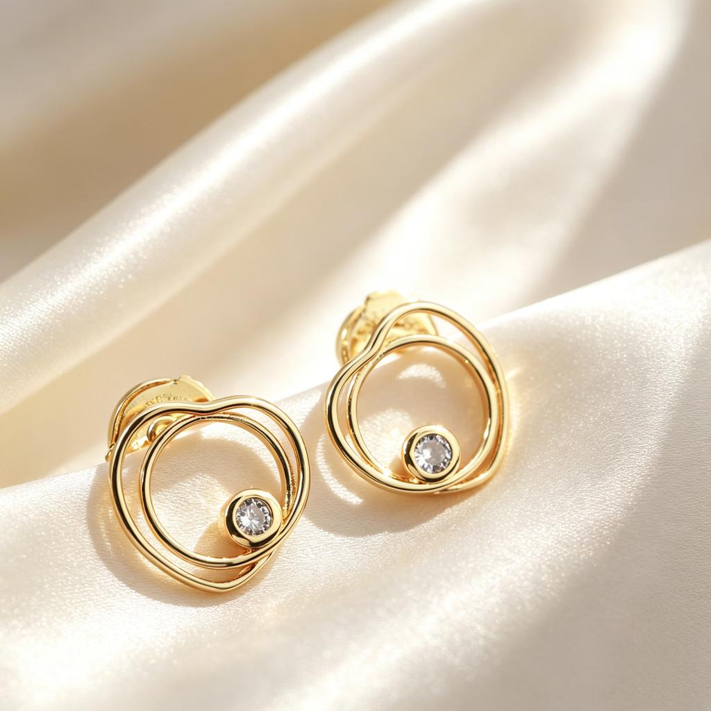 3 Colors Double Layer Heart Crystal Stud Earrings Not Allergic, Exquisite Gifts, Affordable Luxury Goods jewelry Ladies, Everyday Wear