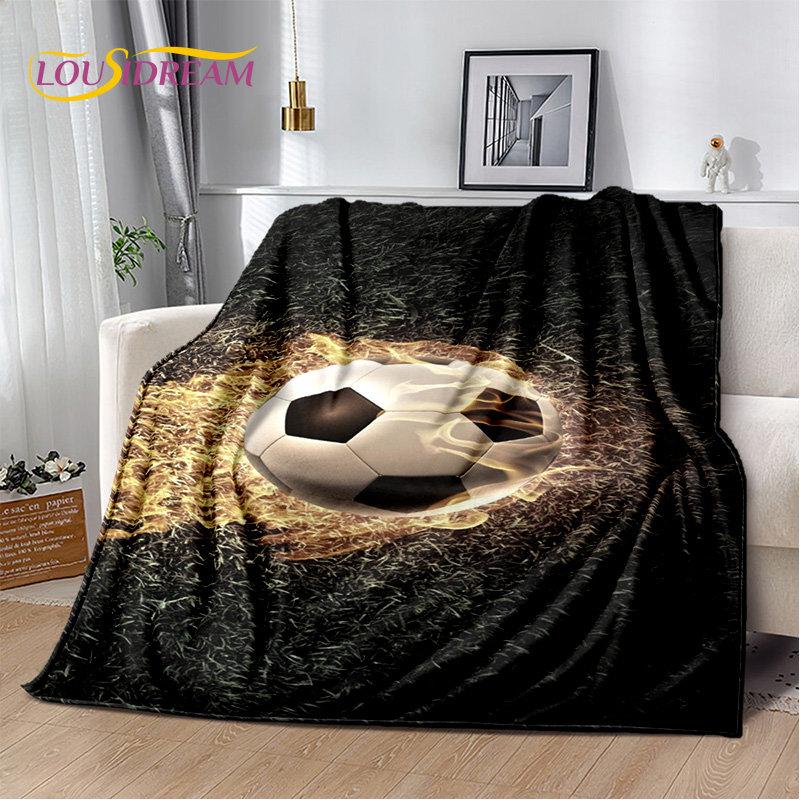 3D Football Art Cartoon Soft Plush Blanket,Flannel Blanket Throw Blanket for Living Room Bedroom Bed Sofa Picnic Cover Bettdecke