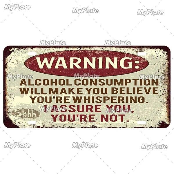 Drinking Beer Licenses Plate Garage Plaque Metal Tin Sign Decorative Car Plate For Living Room Door Club Garage Wall Decoration