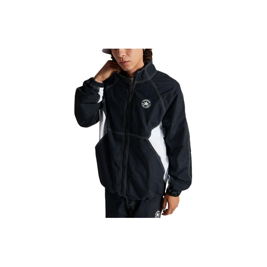 

Converse Starsprinter Colorblock Воротник-стойка на молнии Приталенная мужская куртка с длинными рукавами Черная 10026007-A02