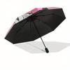 Minnie Mouse,Pink Bow Automatic Folding Umbrella   Simple 8 Rib Design, Bright Cartoon Pattern, Durable Iron Frame, Suitable For Travel, Out