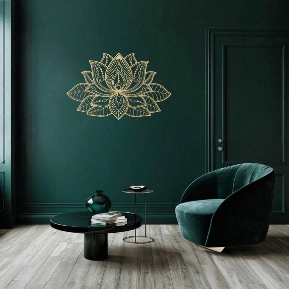 Modern Lotus Mandala Metal Wall Art Zen Decor Rustproof Outdoor Indoor Home Bedroom Living Room Bathroom Sturdy Non-Fading Housewarming Gift