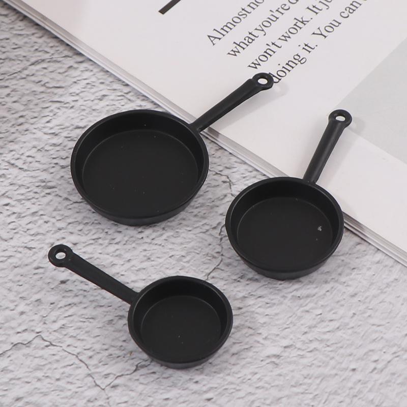 3Pcs/Set Dollhouse Miniature Metal Saucepan Simulation Kitchen Pan Model Toys