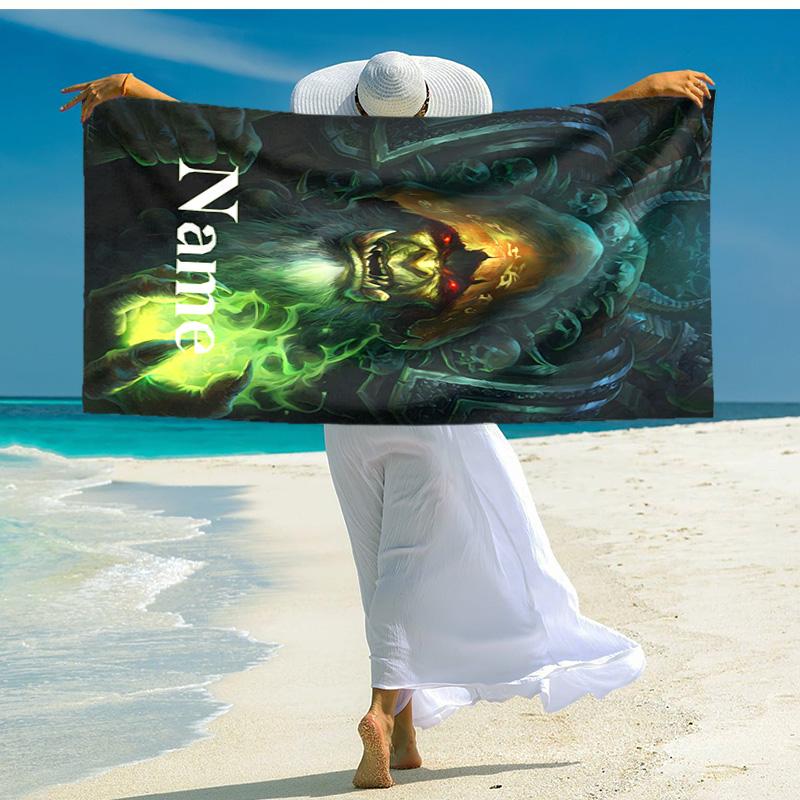 Personalized customized proof beach towel with World of Warcraft pattern - soft, absorbent,quick-drying,perfect swimming,camping&bathing