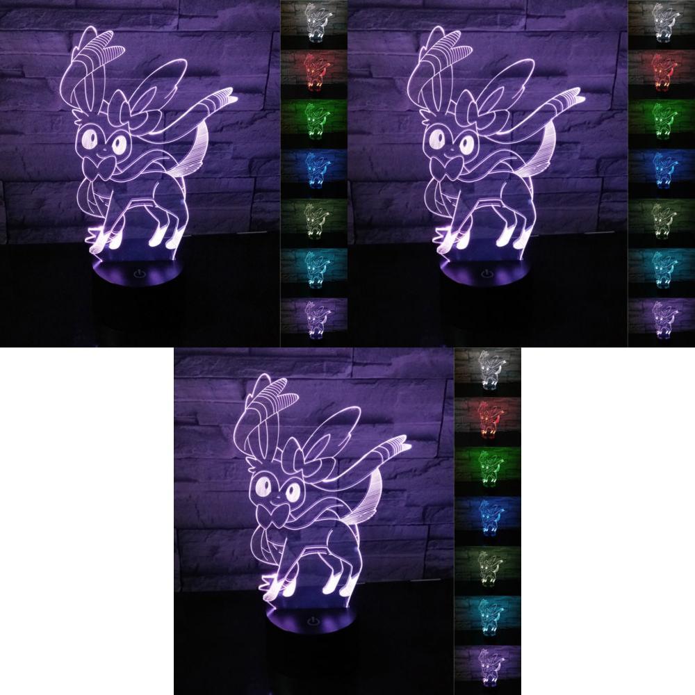New Pokemon Go 3d Sylveon Night Light With Stunning 7 Color Change Led Desk Lamp