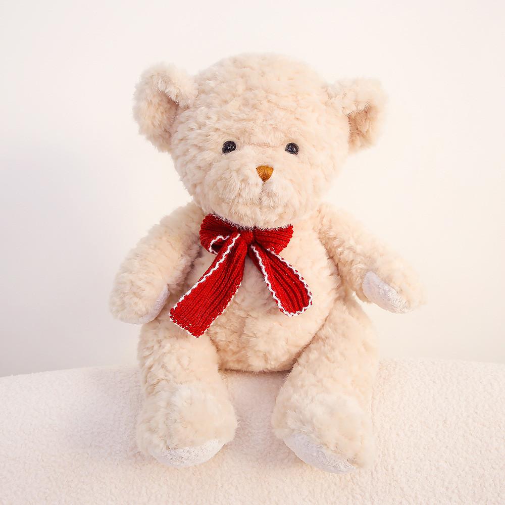 Plush Teddy Bear Gift For Girlfriend With Bow Tie Soft Stuffed Animal For Birthday Celebration