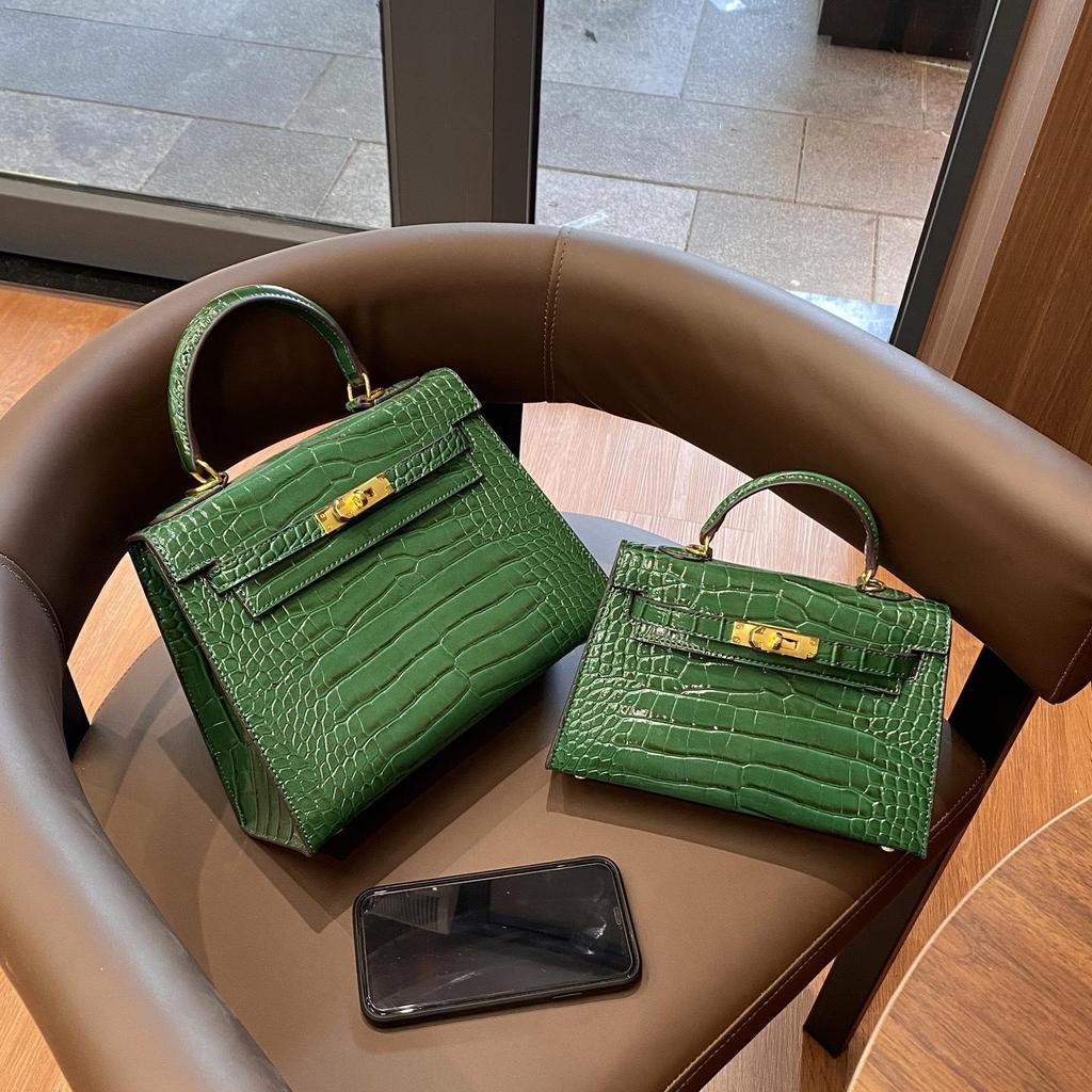 Europese & Amerikaanse Retro Krokodillenpatroon Kelly Enkelbandige Crossbody Tas: High-End, Modieuze, Lichte Luxe Handtas voor Dames