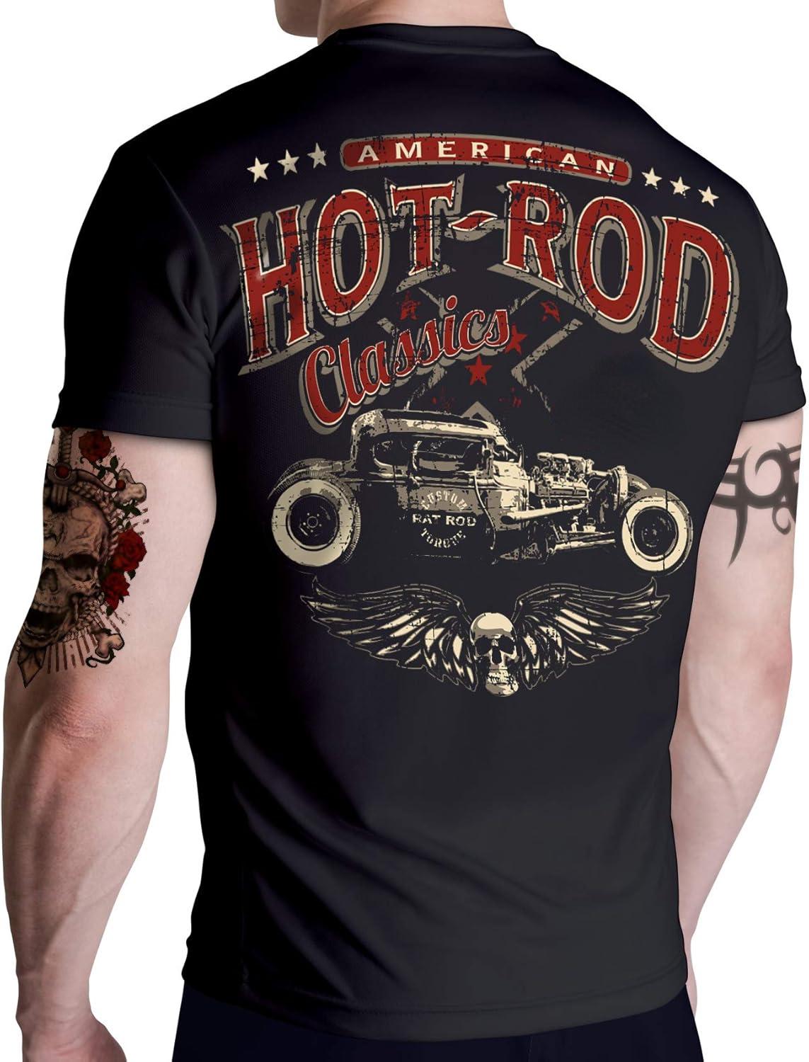 

American Hot Rod Classic Rockabilly Old School Racer T-Shirt 100% Cotton O-Neck Short Sleeve Summer Casual Mens T-shirt - Men... 5XL різнокольоровий