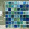 Geometric Square Mosaic Pattern Shower Curtain, Bathroom Decorative Shower Curtain, Waterproof Shower Curtain With Hooks