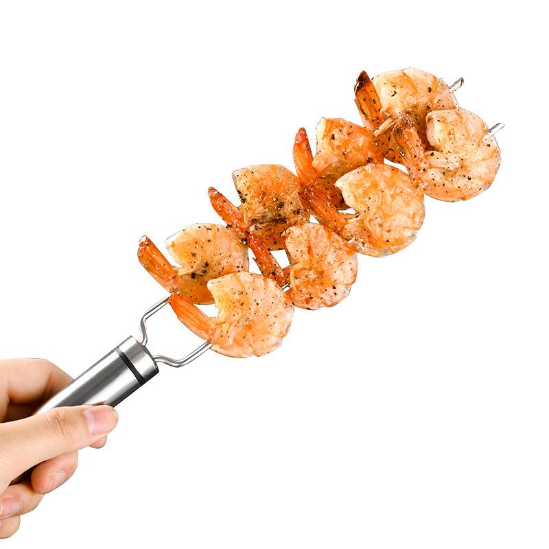 Rotating BBQ Grill Basket: 304 Stainless Steel with Wooden Handle