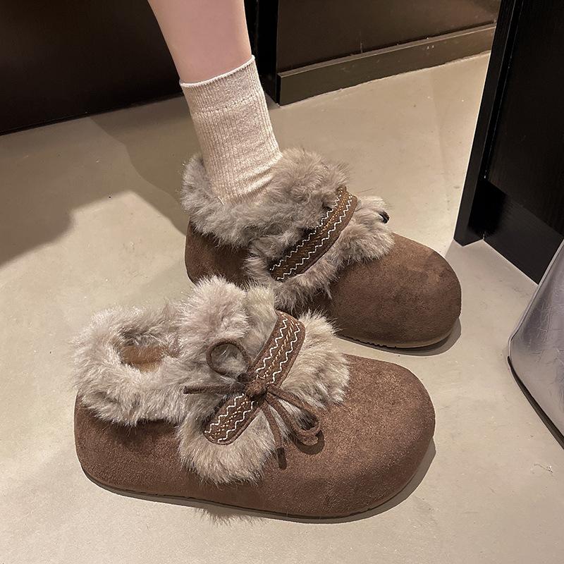 Women's fur one thick bottom heightening winter lightweight padded warm snow boots non-slip wear casual sneakers fur cotton shoes