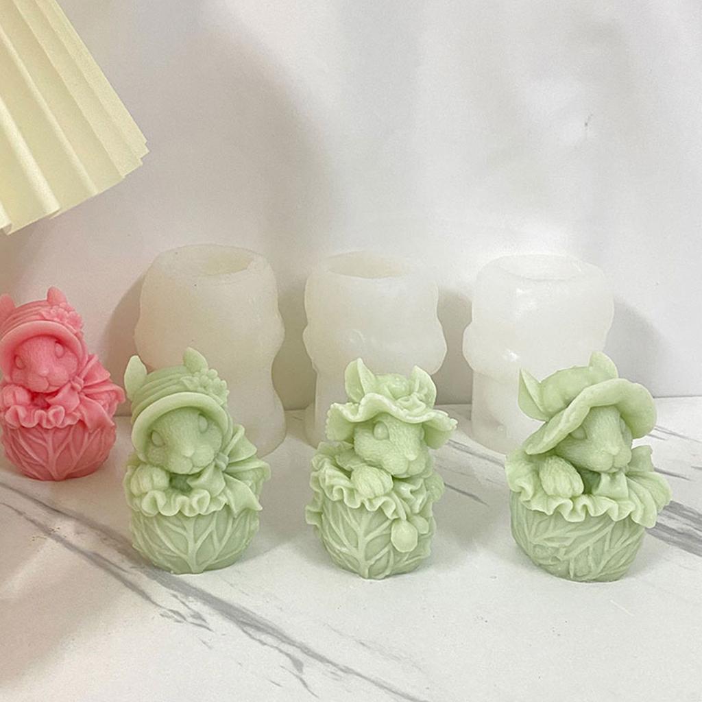Silicone Cauliflower Bowknot Rabbit Decor Mold Resin Epoxy Craft Clay Crafts DIY Ornament Jewelry Candle Making Tool