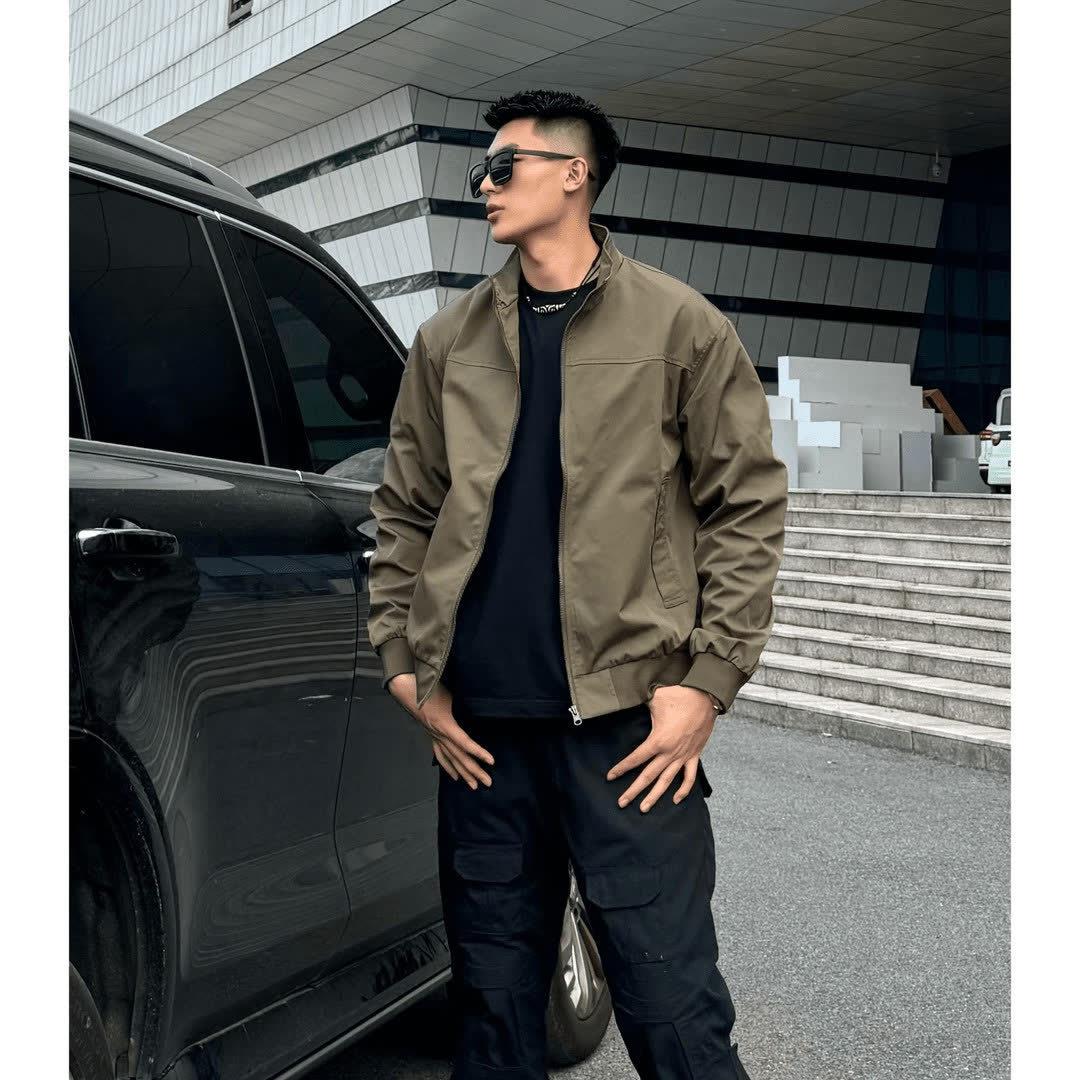 

Американская куртка-коуч с воротником-стойкой, мужская, весенне-осенняя, трендовая, в стиле ретро, подчеркивающая ширину плеч, рабочая, повседневная, универсальная куртка 3XL зелёный