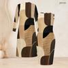 Women Plus Size Two Piece Set Abstract Printed Long Sleeve Open Front Cardigan Sleeveless Bodycon Dress