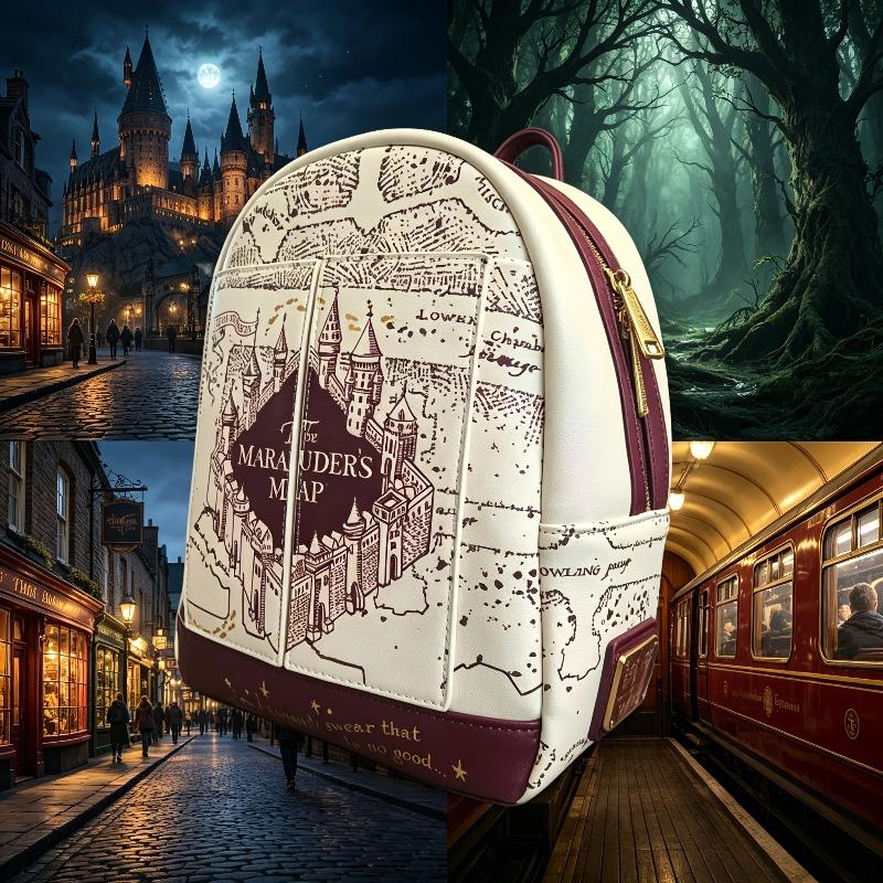 Zaino Donna Serie Harry Potter Borsa a Tracolla Borsa Casual - Zaino con Stampa Elementi Magici - Borsa a Fondo Aperto Media per Libri