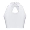 Girls Sleeveless Mock Neck Hollow Front Keyhole Back Sequin Patchwork Crop Top Dance Performance Top