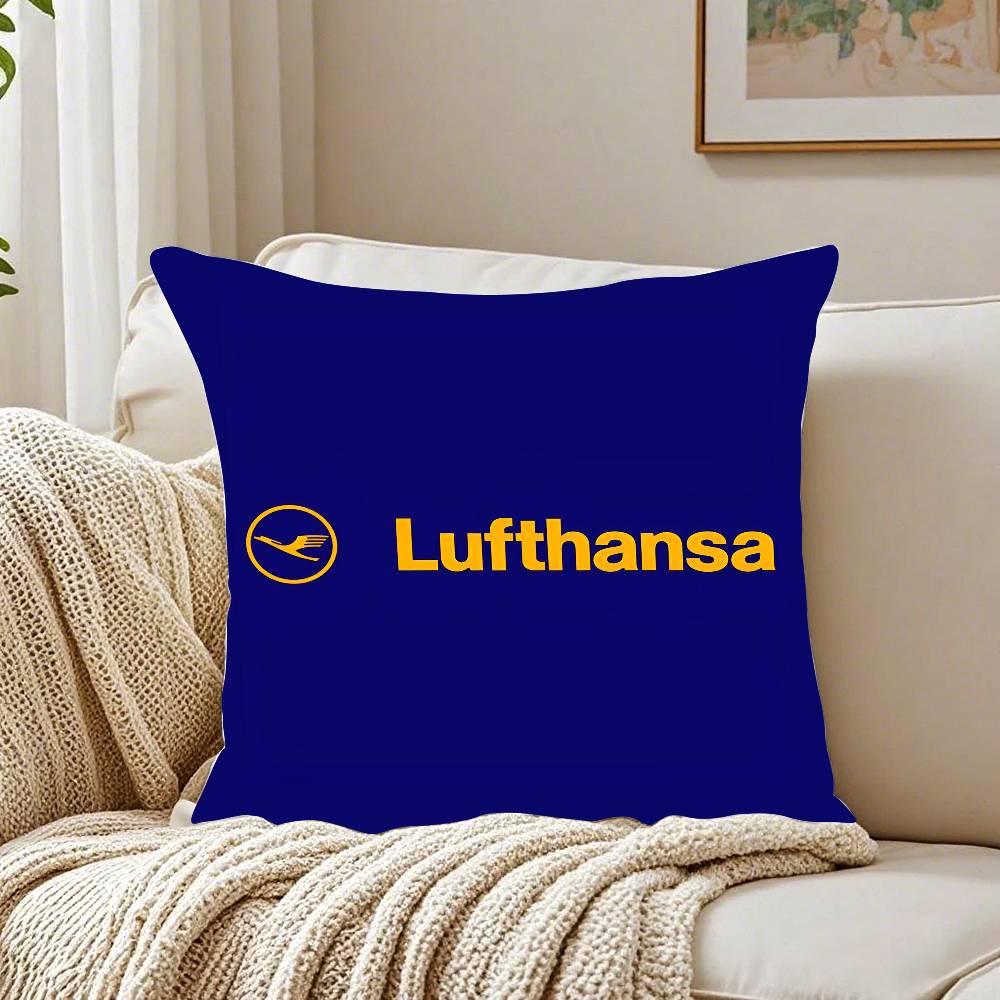Lufthansa German Airlines Pillow Case Pattern Printed Pillowcase for Living Room Sofa Cushion Cover & Bedroom Decor