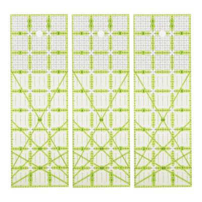 3pcs Quilting Ruler 9in Large Rectangle Inch Scale Green Guide Lines Acrylic Clear Sewing Rulers