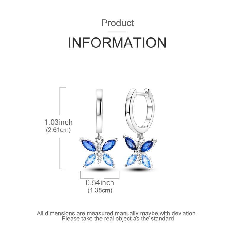 New 925 Sterling Silver Earrings Butterfly Turtle Wings Stars Moon Star Hoop Earring for Women Making Jewelry Gift