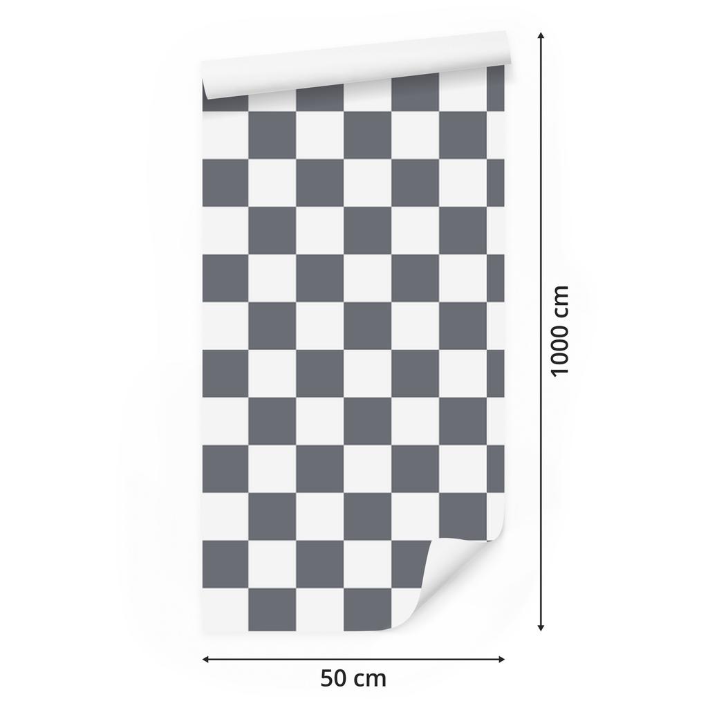 Checkerboard Wallpaper Gray, White and Light Gray 50x1000