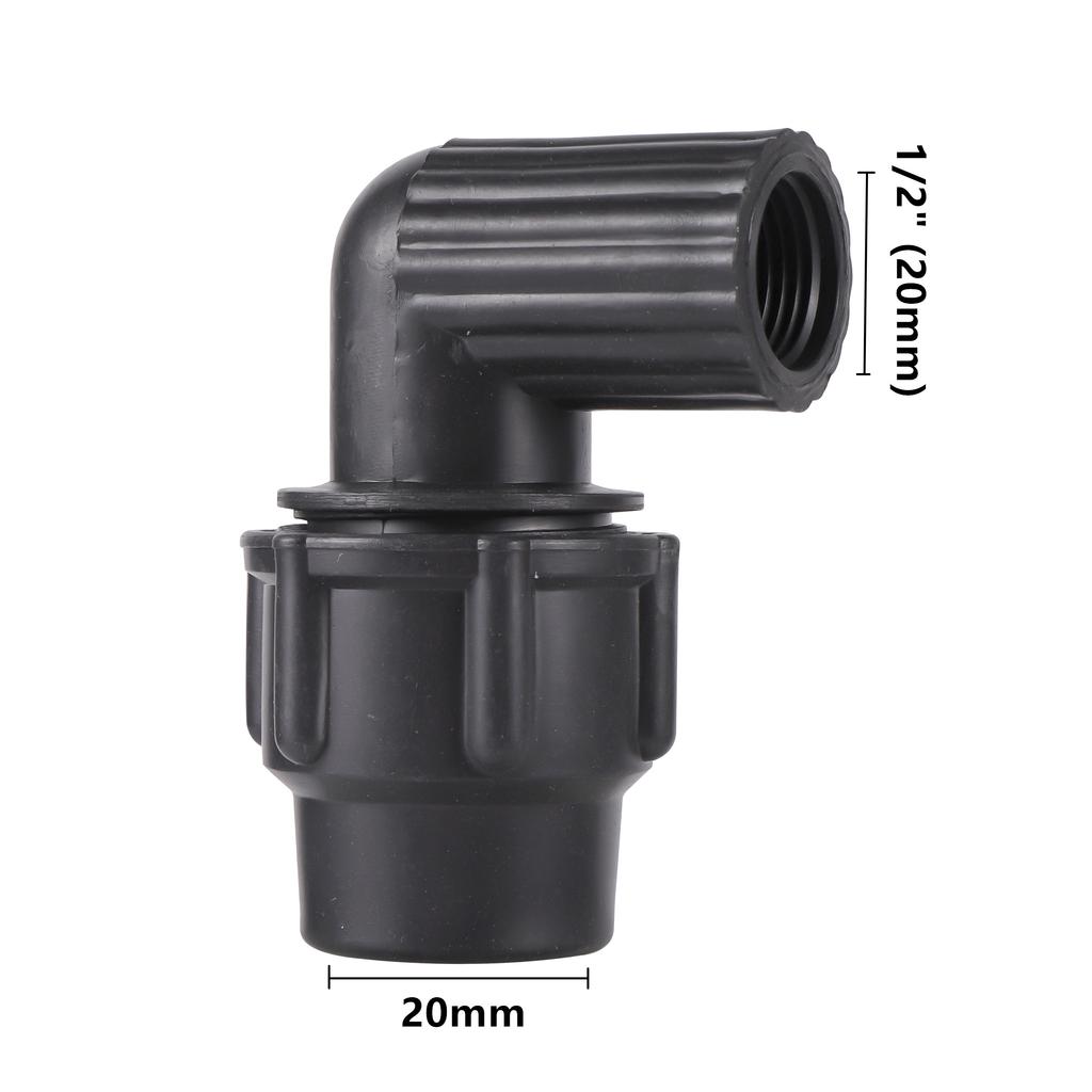 Cotovelo Redutor de 90 Graus com Rosca Fêmea Preta de 1/2" 3/4" 1" para Tubo de Água de Jardim Tubo de PVC Conexão de Irrigação Junção