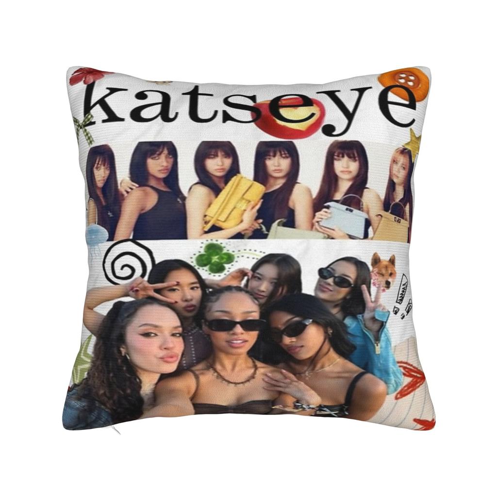 Kpop Katseye Federa per Cuscino Musicale Poliestere Copricuscino Regalo Federa per Cuscino Auto Cerniera 45*45cm