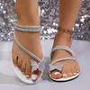 Rhinestone Butterfly Cover Toe Cool Slippers Female Summer Flat-bottomed Fairy with Skirt Pinch Two Wear Sandals Outside the Beach