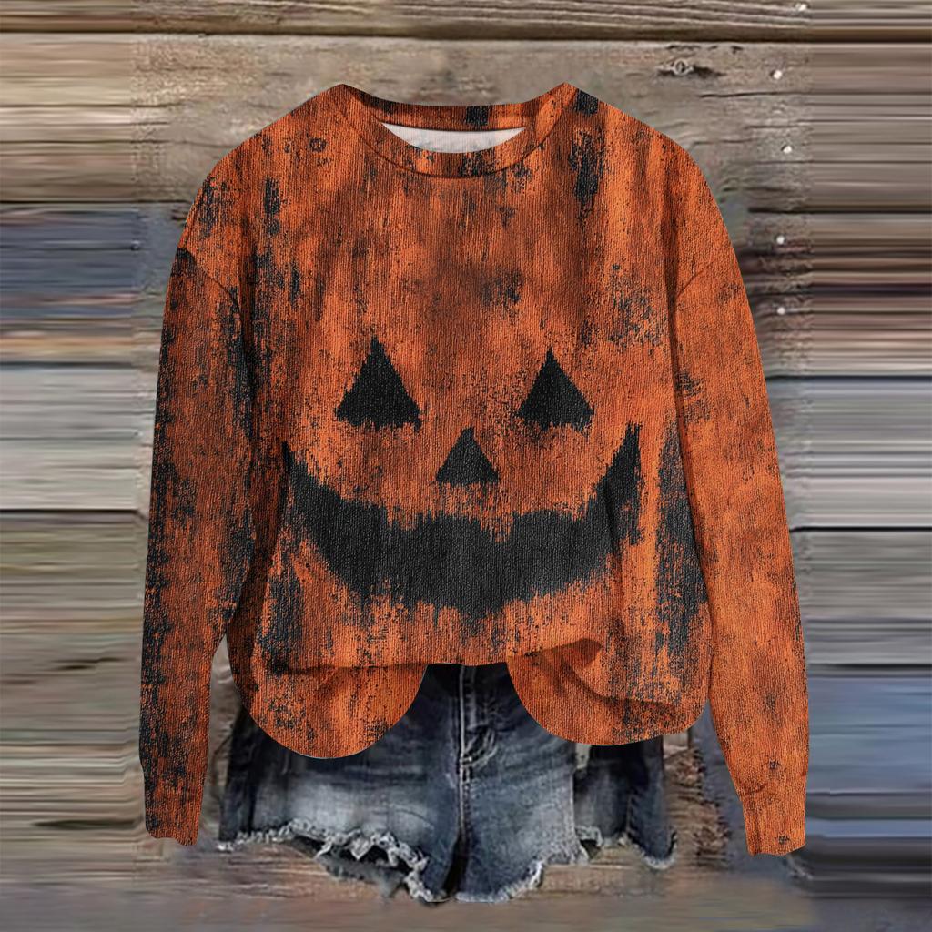 Dámská móda Tištěný top mikina s dlouhým rukávem volného střihu s kulatým výstřihem podzim