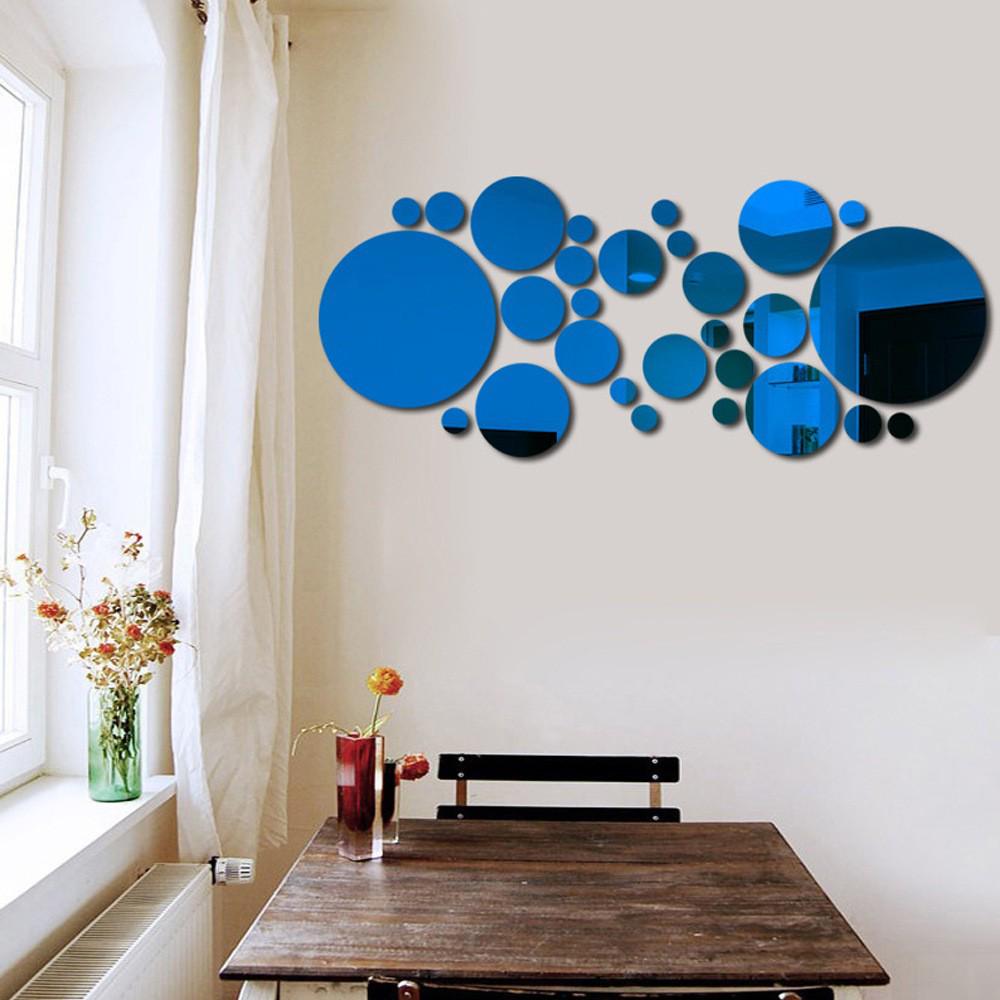 26/32-Piece Round Mirror Wall Stickers - 3D Decorative Set: Small and Large Circles, Large Circle 15cm