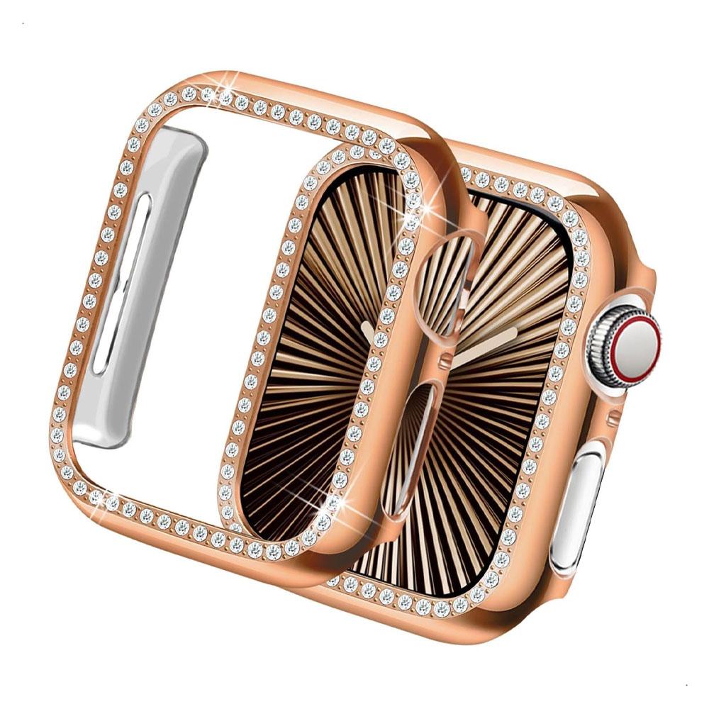 

Case for Apple Watch 10 11 42mm 46mm Accessories Protective (No Glass) Diamond PC Bumper Shell Cover iwatch Series 11 protector 46mm Series 10 11 рожевий колір золота