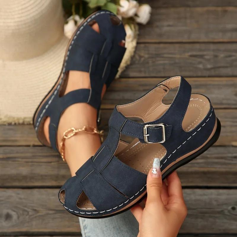 Fashion Women Slip on High Heels Sandals Comfortable Casual Beach Ankle Sandals Summer Lightweight Chunky Platform Designer Shoes Women