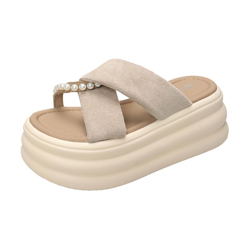 Fashion NEW 7CM Heels Wedge Slides Sandals Women Casual Outdoor Slippers Female Summer Non Slip Beach Slipper Walking Chunky Shoes Woman
