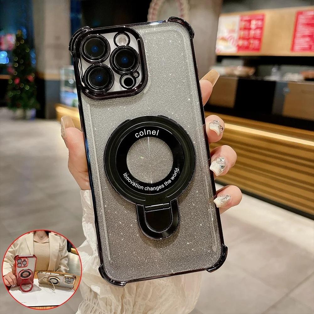 Luxury Magnetic Glitter Phone Case For Xiaomi 14T 13T 12T Pro 14 15 Ultra 11 Lite 5G NE 15 12S 12X Bracket Protective Cover
