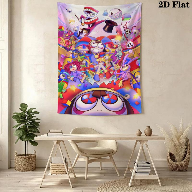Clown Chase Whimsical Fun Tapestry Fashion Print Background Cloth Homestay Soft Decoration Tapestry Background Wall Hanging Cloth Work Of Art