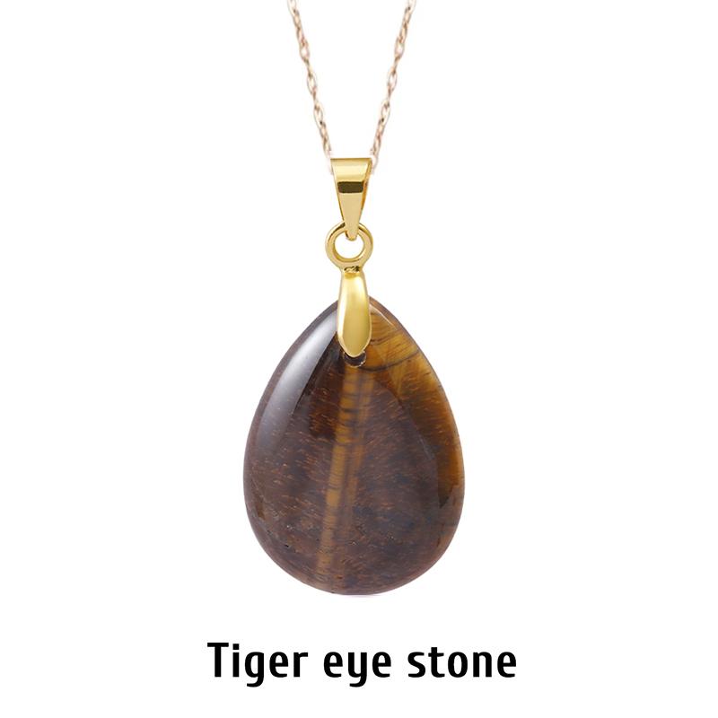 New Fashion Natural Stone Crystal Pendant Teardrop Simple Pendant Necklace Earrings Making Jewelry With Chain Collar