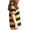 Women Yellow and Black Striped Round Neck Collar Loosen Half Sleeve T-Shirt  Casual Blouse Tops
