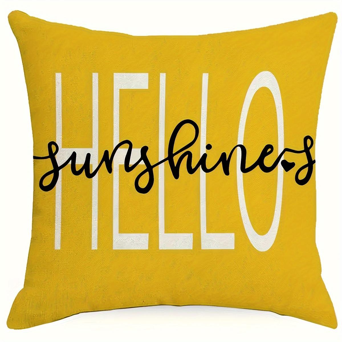 Monika Chen Unisex Yellow Daisy Floral Throw Pillow Covers, Watercolor Flower Letter Printed Decorative Pillowcases, Square Cushion Cases For Sofa