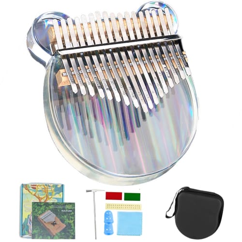 

Yoseka 17-Key Rainbow Clear Crystal Kalimba, Thumb Piano with Acrylic Material, Perfect for Beginners, Includes Tuning Hammer, Storage Case, and Japan