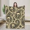 Skull Paisley Vintage Seamless Pattern Throw Blanket Super Soft Graphic Blanket For Home Decor Office Bedspread Bed Cover