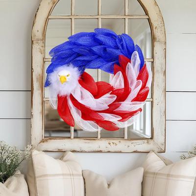 Patriotic Wreath Front Door Handmade Hanging Decor for Garden Fence Festival