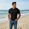 Men's Short Sleeve Crew Neck Knit T Shirt Classic Fit Cable Pattern Pullover Top for Casual Daily Wear