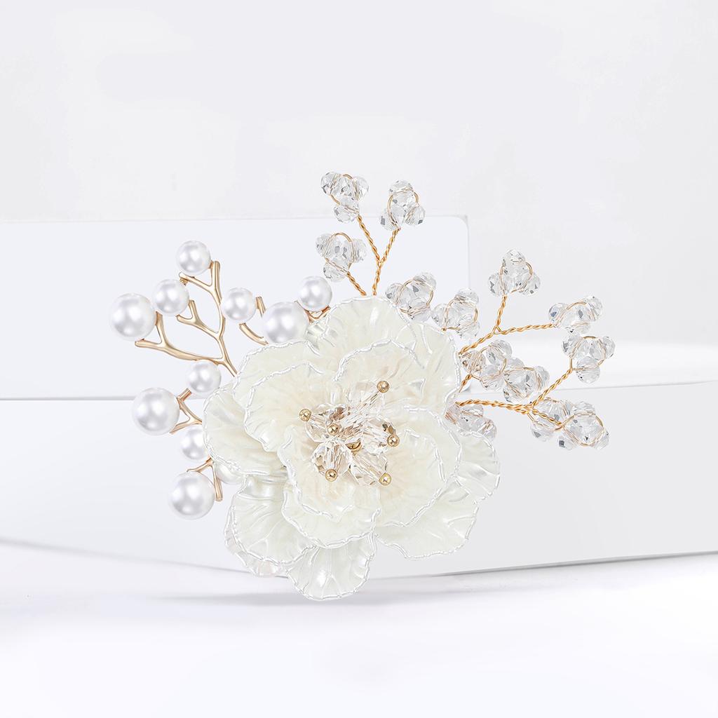 Simulation Pearl Enamel Flower Brooch for Women Unisex Plant Pins Party Accessories Gifts Friends Decoration