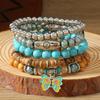 New Turquoise Wood Beads Beaded Alloy Accessories Elastic Line Men's Bracelet