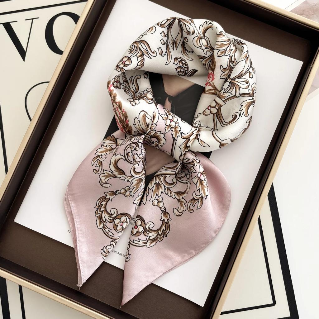 High Quality Print Brand Scarves Soft Satin Square Scarves Neckerchief Women Shawls Hijab Scarf Bandana 70X70CM