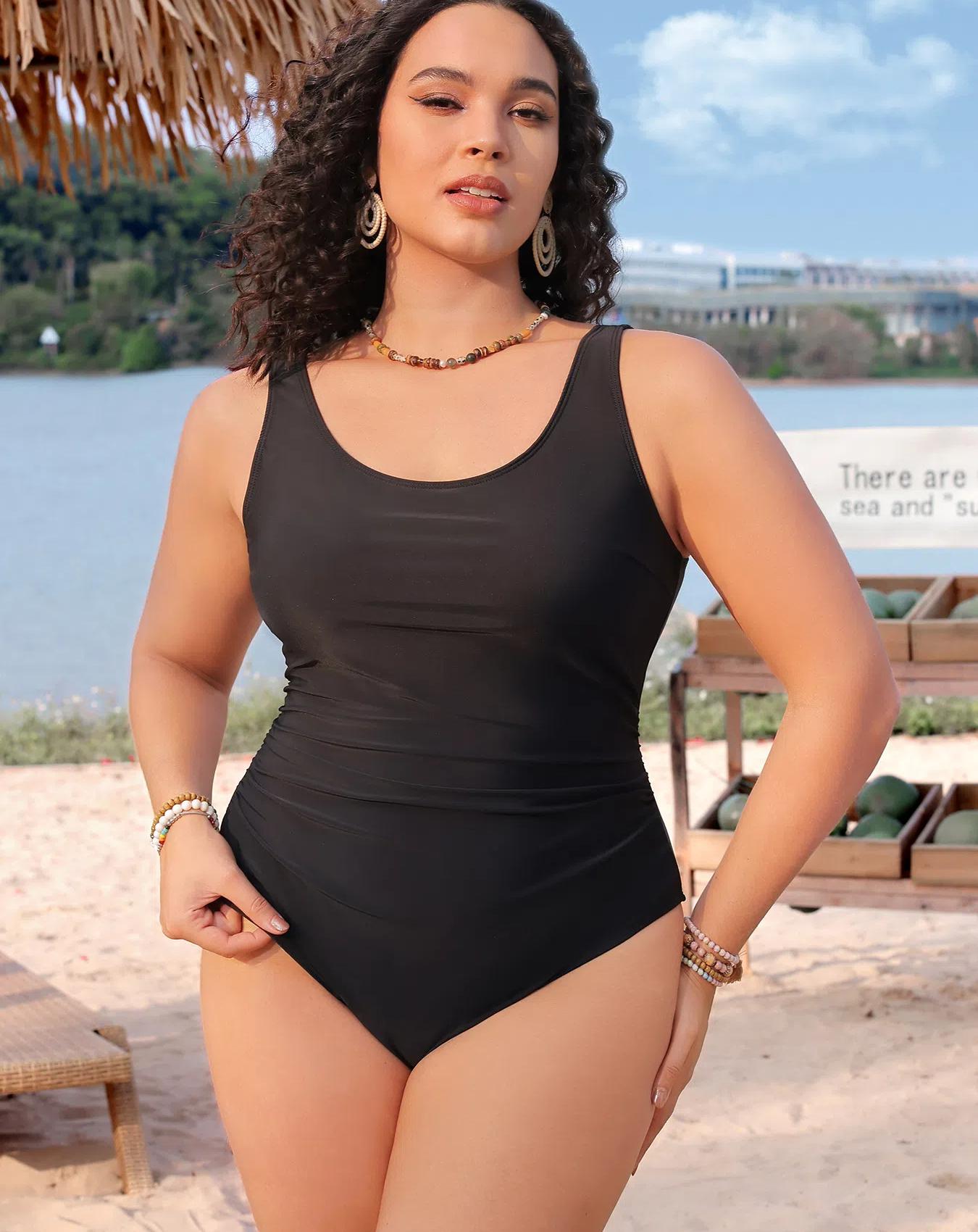 

Женские купальники сексуальные большие размеры черные цельные купальники бикини комплект пляжная одежда купальные костюмы 4XL чёрный