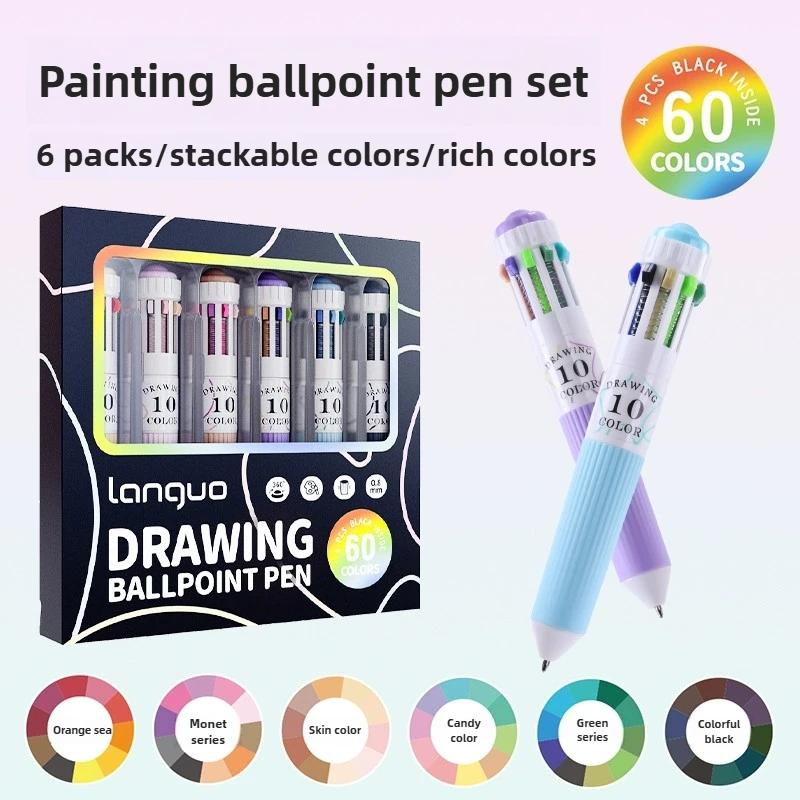 Languo 120/30 Color Ballpoint Pen 0.8mm Soft Grip Press Cartoon Multicolor Writing Drawing Gel Pens School Supplies Stationery