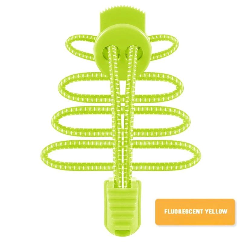1 Paar Ronde Elastische Schoenveters met Sluiting Sneakers Flats Schoenveters Zonder Strikken Kinderen Volwassenen Snel Aan/Uit Schoenveters Rubberen Bandjes yellow
