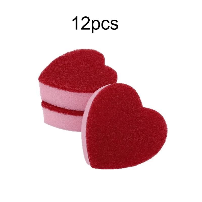 

3/5/12pcs Heart-Shaped Sponge Cleaning Pads | Durable Polyurethane, Ideal for Kitchen Cleaning, Dishwashing, and Sink Wiping