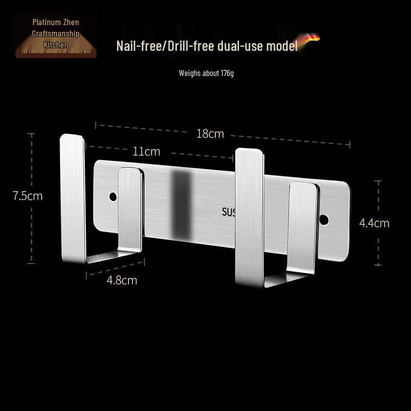 Wall-Mounted 304 Stainless Steel Pot Lid & Chopping Board Rack