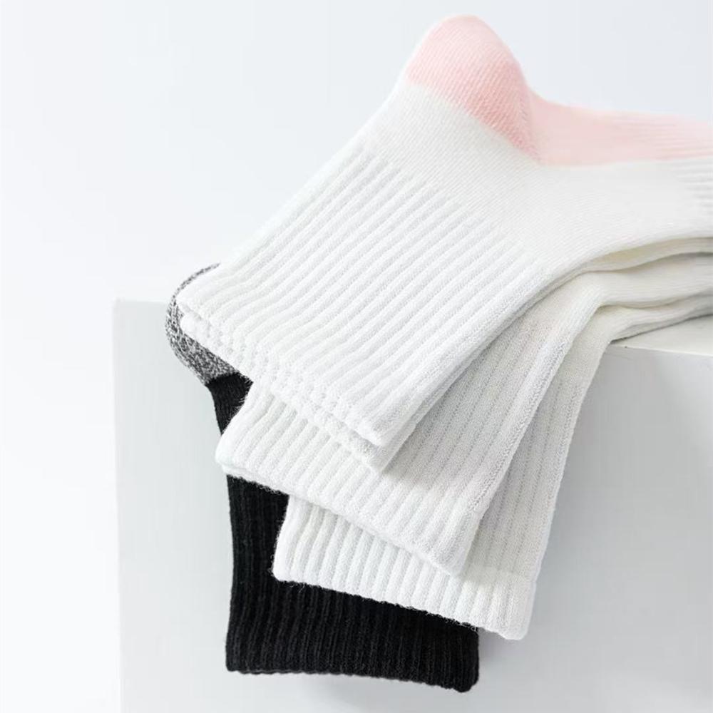 5 Pairs Children Socks 100% Cotton Black White Patchwork Colors Baby Girl Boy Sports School Tube Socks For 2-12 Years